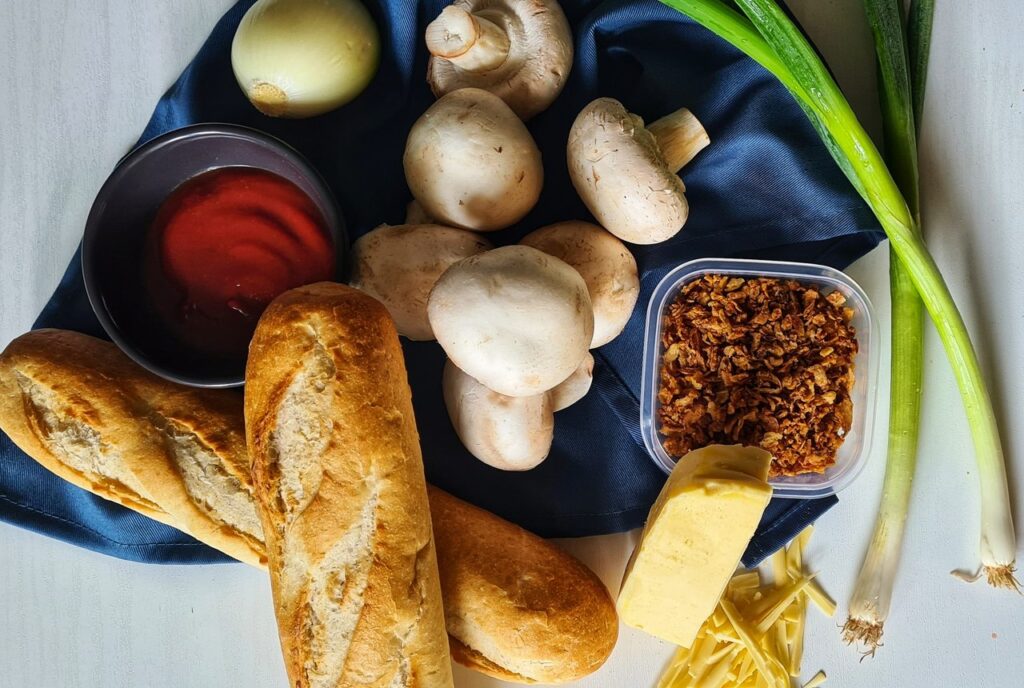 Zapečená bageta s žampiony - ingredience